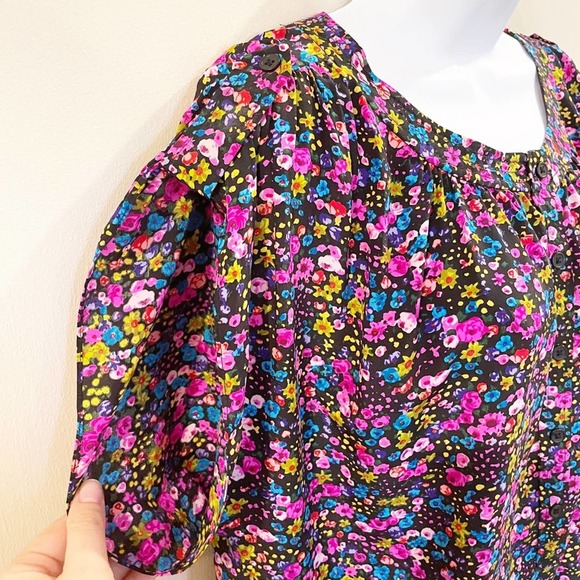 Rebecca Taylor Floral Button Shirt Dress Size 4 - Picture 4 of 12